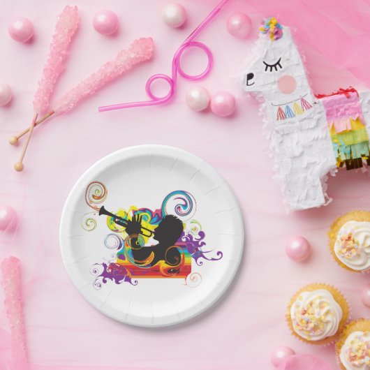 Trumpet Player Art Work Papieren Bordje (Feest)