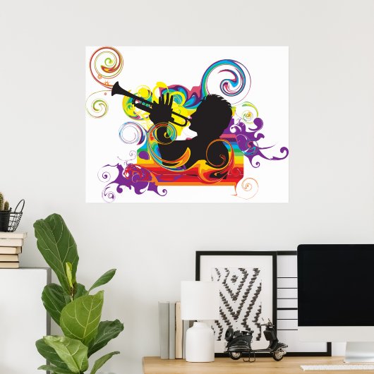 Trumpet Player Art Work Poster (Thuiskantoor)