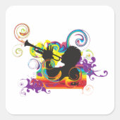 Trumpet Player Art Work Vierkante Sticker (Voorkant)