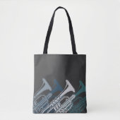 Trumpet Player Band Jazz Musician Blue Tote Bag (Voorkant)