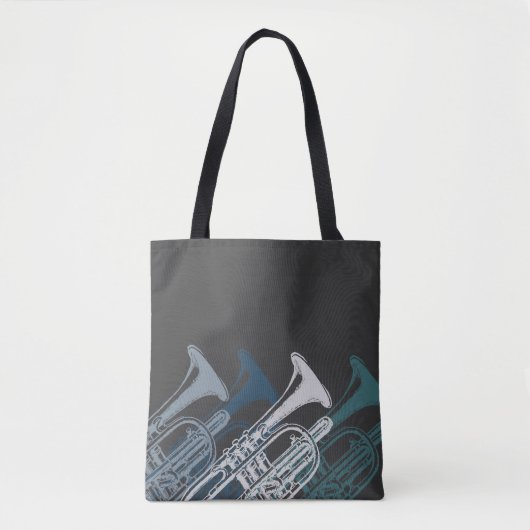 Trumpet Player Band Jazz Musician Blue Tote Bag (Voorkant)
