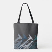 Trumpet Player Band Jazz Musician Blue Tote Bag (Achterkant)
