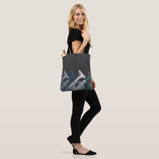 Trumpet Player Band Jazz Musician Blue Tote Bag (Op model)
