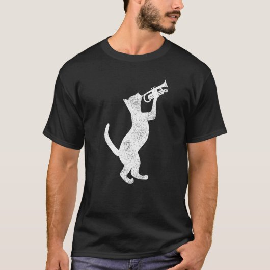 Trumpet Player Cat Vintage   T-shirt (Voorkant)