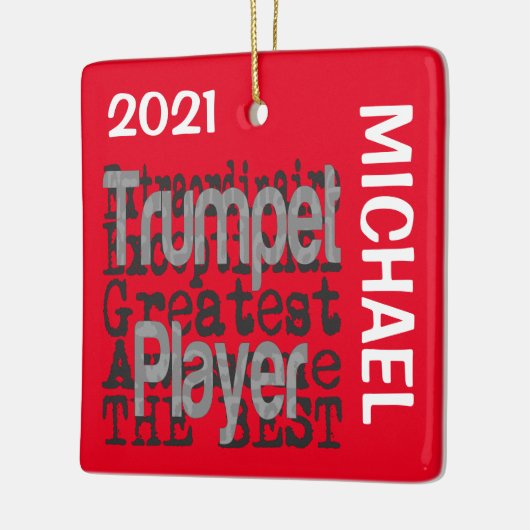 Trumpet Player Extraordinaire CUSTOM Keramisch Ornament (Links)