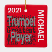 Trumpet Player Extraordinaire CUSTOM Keramisch Ornament (Achterkant)