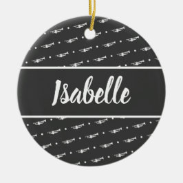 Trumpet Player Gift Personalized Musician Black Keramisch Ornament