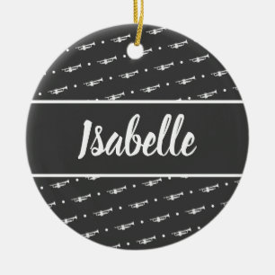 Trumpet Player Gift Personalized Musician Black Keramisch Ornament