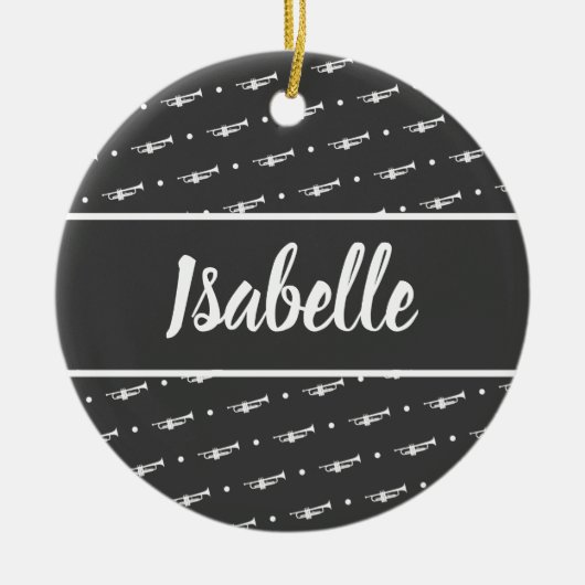 Trumpet Player Gift Personalized Musician Black Keramisch Ornament (Voorkant)