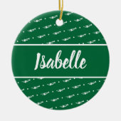 Trumpet Player Gift Personalized Musician Green Keramisch Ornament (Voorkant)