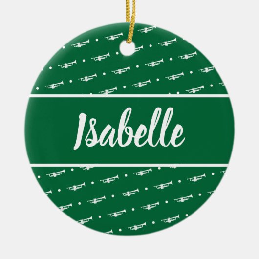 Trumpet Player Gift Personalized Musician Green Keramisch Ornament (Voorkant)