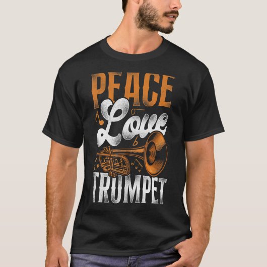 Trumpet Player Girl  Peace Love Trumpet T-shirt (Voorkant)