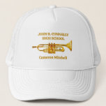 Trumpet Player High School Band Gold Personalized Trucker Pet<br><div class="desc">This modern custom gold high school marching band hat features the student and band name under the trumpet instrument. Customize for symphonic,  wind ensemble,  or concert band members or their director for a great graduation keepsake gift.</div>