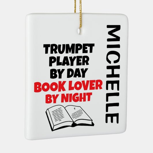 Trumpet Player is dol op CUSTOM lezen Keramisch Ornament (Rechts)