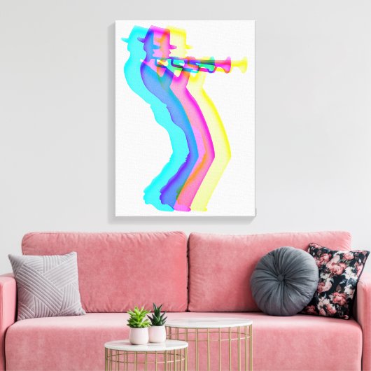 Trumpet Player Jazz Music Canvas afdrukken (Insitu (Woonkamer))