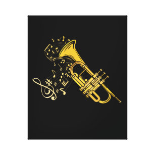 Trumpet Player Jazz Music Gift Big Band Trumpet Canvas Afdruk