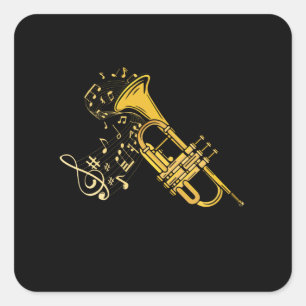 Trumpet Player Jazz Music Gift Big Band Trumpet Vierkante Sticker