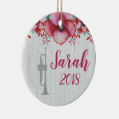 Trumpet Player Music Gift Floral gepersonaliseerd Keramisch Ornament (Rechts)