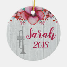 Trumpet Player Music Gift Floral gepersonaliseerd