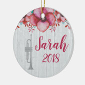 Trumpet Player Music Gift Floral gepersonaliseerd Keramisch Ornament (Links)