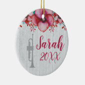 Trumpet Player Music Gift Floral Specialized Cera Keramisch Ornament (Rechts)