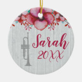 Trumpet Player Music Gift Floral Specialized Cera Keramisch Ornament (Voorkant)