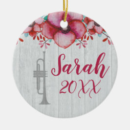 Trumpet Player Music Gift Floral Specialized Cera Keramisch Ornament