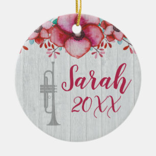 Trumpet Player Music Gift Floral Specialized Cera Keramisch Ornament