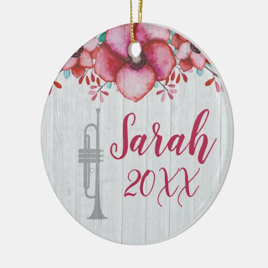 Trumpet Player Music Gift Floral Specialized Cera Keramisch Ornament (Links)