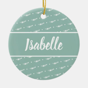 Trumpet Player Musician Gift Personalised Green Keramisch Ornament