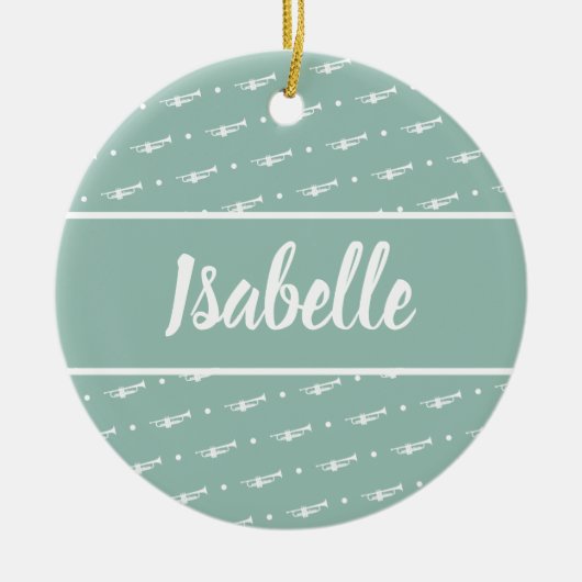 Trumpet Player Musician Gift Personalised Green Keramisch Ornament (Voorkant)