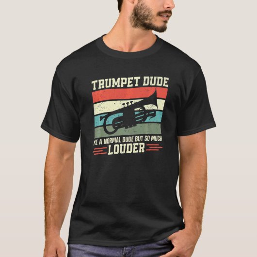 Trumpet Player  Retro Trumpet Man als een N T-shirt (Voorkant)