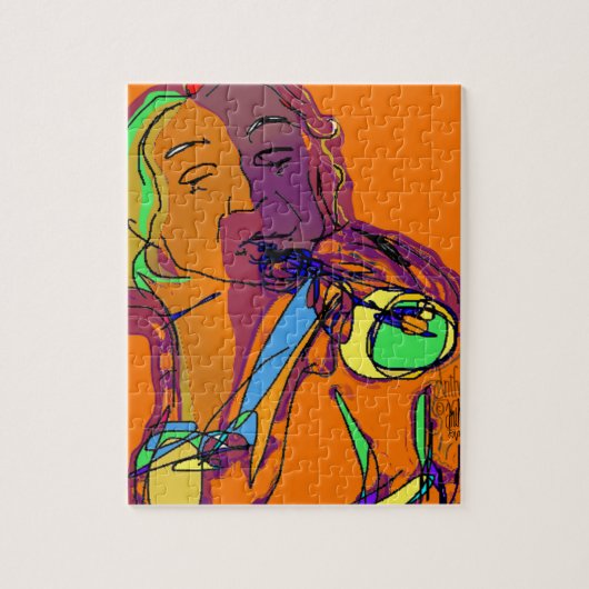 Trumpet Player...Speel die grappige muziek af! Legpuzzel (Verticaal)