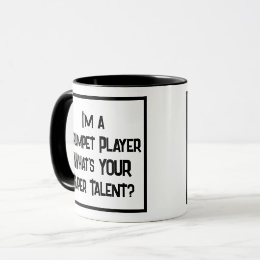 Trumpet Player Super Talent. Mok met twee toonkoff (Voorkant links)