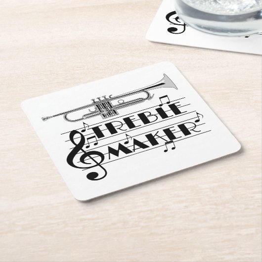 Trumpet Player Treble Maker Kartonnen Onderzetters (Schuin)