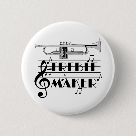 Trumpet Player Treble Maker Ronde Button 5,7 Cm (Voorkant)
