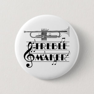 Trumpet Player Treble Maker Ronde Button 5,7 Cm