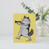 Trumpet Player (Trumpeter) Cat, Louis Wain Briefkaart (Staand voorkant)