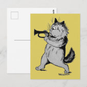 Trumpet Player (Trumpeter) Cat, Louis Wain Briefkaart (Voorkant / Achterkant)