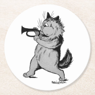 Trumpet Player (Trumpeter) Cat, Louis Wain Ronde Kartonnen Onderzetter