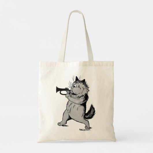 Trumpet Player (Trumpeter) Cat, Louis Wain Tote Bag (Achterkant)