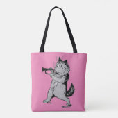 Trumpet Player (Trumpeter) Cat, Louis Wain Tote Bag (Achterkant)