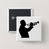 Trumpet Player Vierkante Button 5,1 Cm (Voorkant /achterkant)