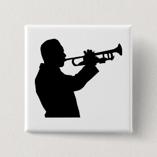 Trumpet Player Vierkante Button 5,1 Cm