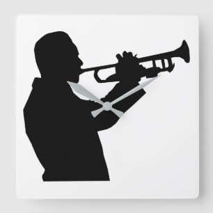 Trumpet Player Vierkante Klok