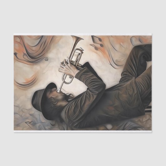 Trumpet Player with Abstract Motion Decoupage Tissuepapier (Voorkant)