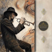 Trumpet Player with Abstract Motion Decoupage Tissuepapier