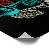 Trumpet Retro Instrument Band Musicians Poster (Hoek)