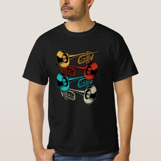 Trumpet Retro Instrument Band Musicians T-shirt (Voorkant)