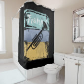 Trumpet Retro Style Muziek Douchegordijn (In situ)